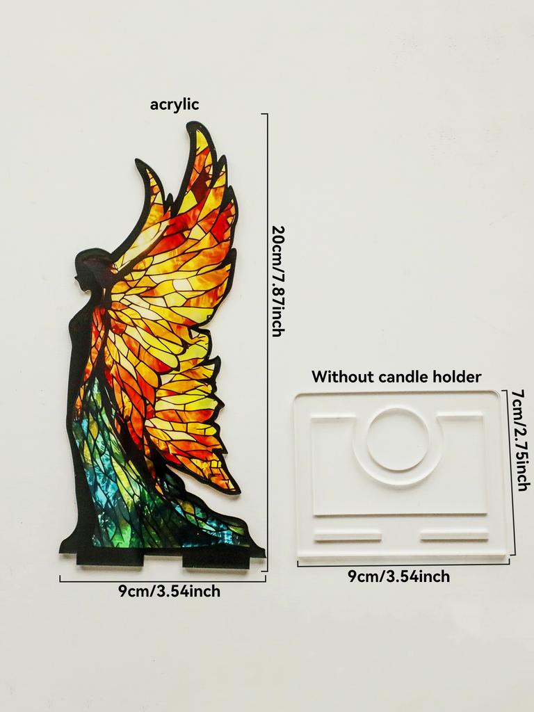 Acrylic Candle Holder Gothic Arch Design with Colorful Dragon & Starry Sky Pattern Tabletop Decor for Home,Living Room & Bedroom