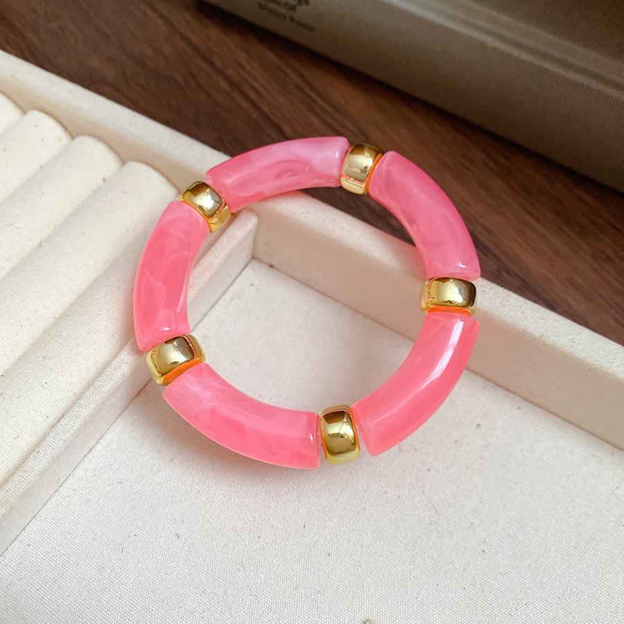 Neue gespleißte Bambusrohr Acryl Runde Armreifen für Damen Herren Mode Smuding Geometrische Armbänder Elastischer Armreif Partner Schmuck X