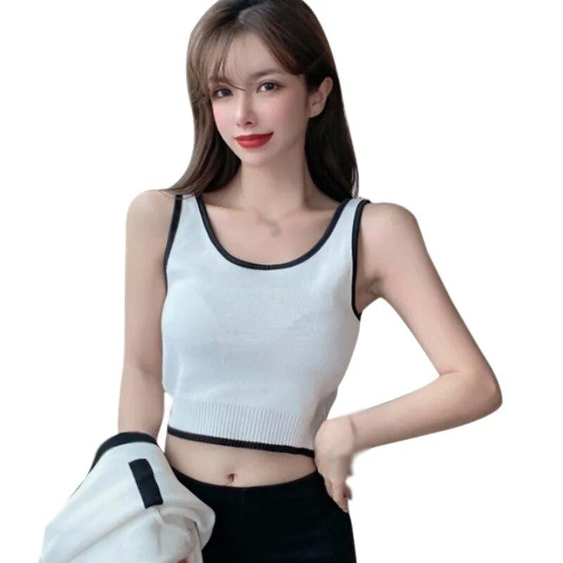 

Майки для женщин Легкий вязаный укороченный топ с круглым вырезом One Size