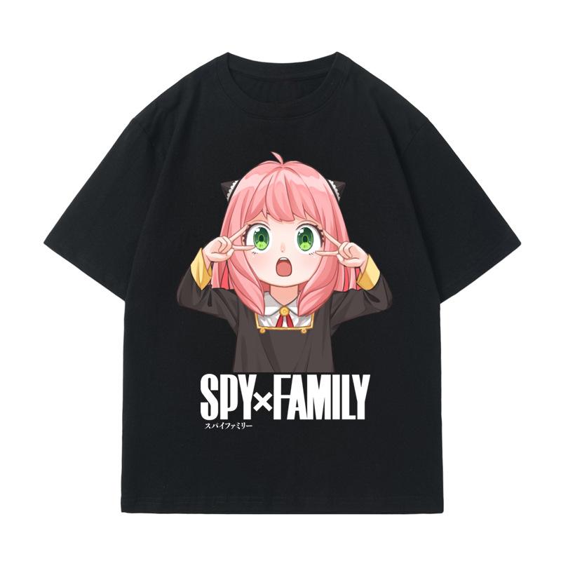 Summer New Cotton Spy Family Print Short Sleeved T-shirt for Men and Women Casual T-shirt Children's Top T-shirt