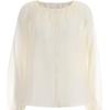 Shop   Women Banding Round Neck Raglan Sheer Stripe Shirt Blouse Ivory Ean Wbl 1