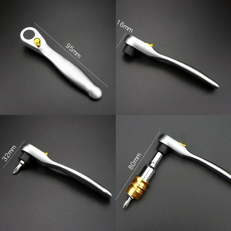 Multi-Functional Mini Ratchet Wrench Screwdriver Bit Set with Slotted & Phillips Tips for DIY Workshop Woodworking