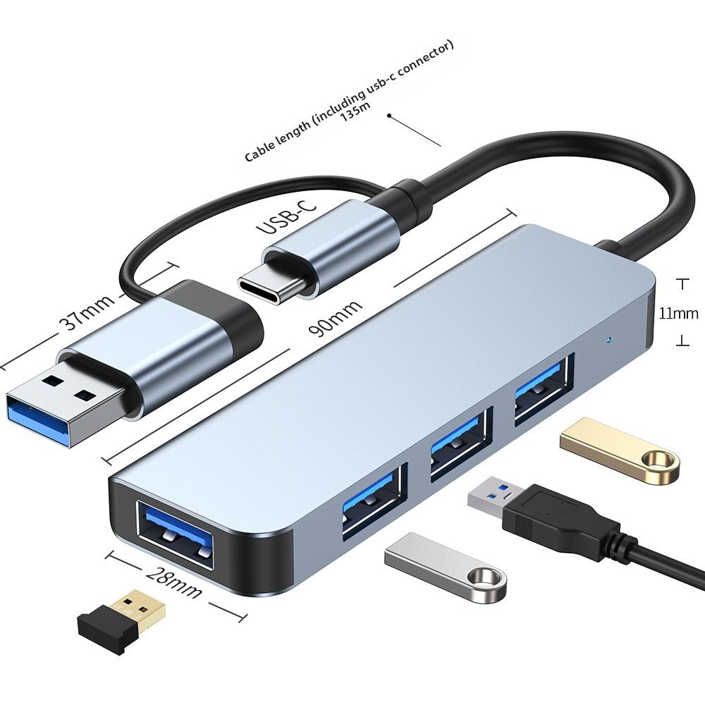 Adaptor Hub USB 3.0 la Tip C pentru Laptop MacBook Extinde 4 Porturi Transfer de Date de Mare Viteză Splitter