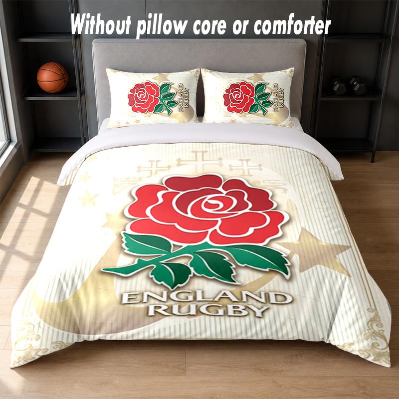 Set Biancheria da Letto Design Rugby Inghilterra 1 Copripiumino + 2 Federe Morbido Traspirante Biancheria da Letto per la Casa
