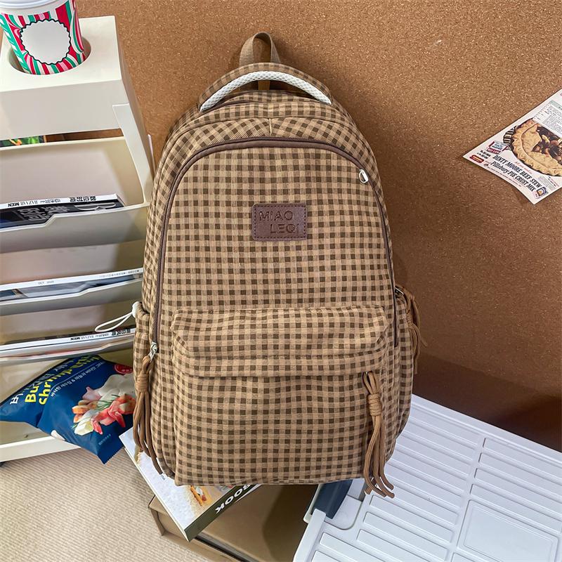 Plaid Women's Travel Backpack Student Schoolbag