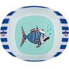 [R0643] - Assiette bébé mélamine 'Saperlipopette' bleu (Mr. Fish) - 16. 5x13. 5x4. 2 cm