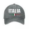 Vintage Black Italia Flag Baseball Cap  New Vintage Washed Cotton Baseball Cap Parent Kids Sun Hats