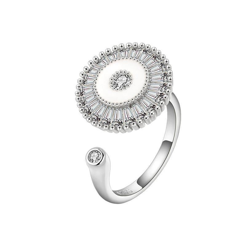 SMJEL Fidget Spinner Ring Anxiety for Women Crystal Demon Eyes Anti Stress Rings Flower Planet Sun Rotating Jewelry Wedding Gift