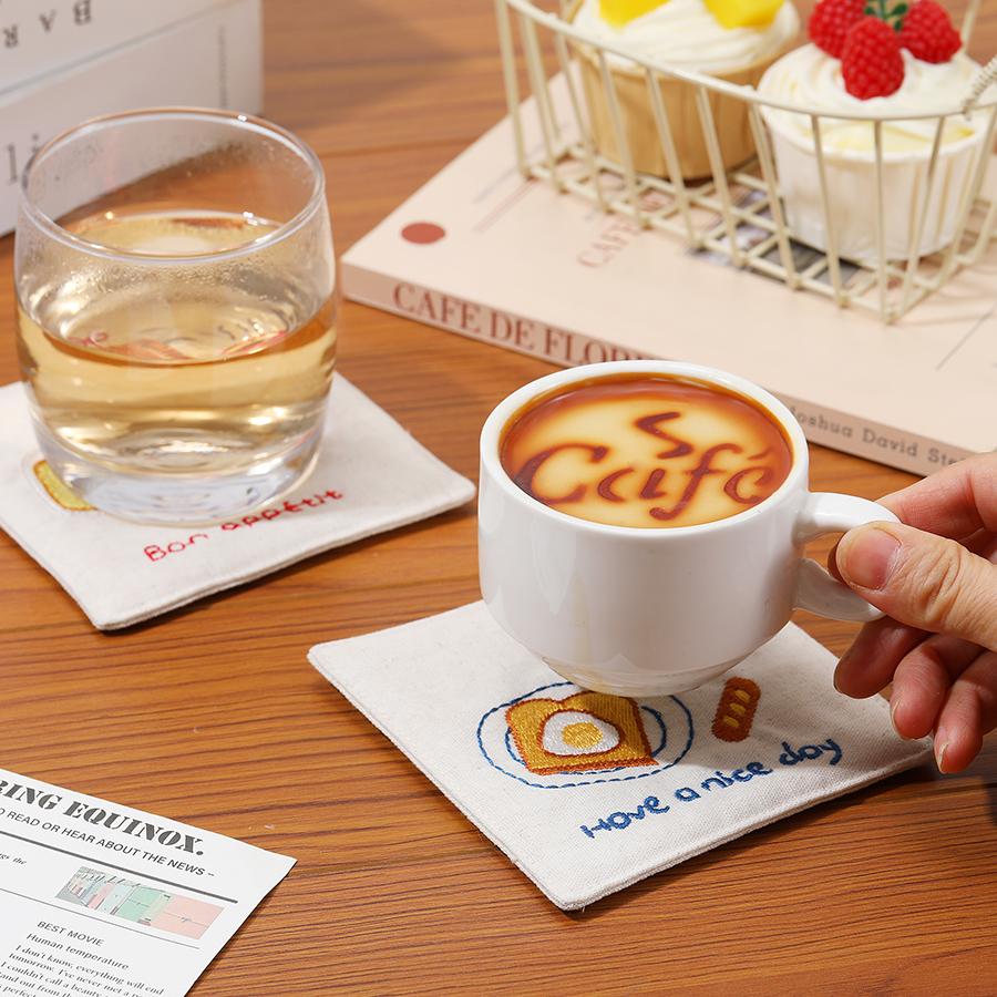 1pc Embroidered Coaster Couple Birthday Gift Home Decor Pendant Self Embroidered Coffee Coaster