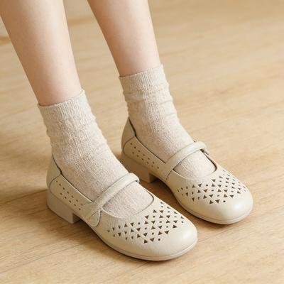 Frühling Sommer Echte Leder Niedrige Absätze Schuhe Damen Bequem Mary Jane Schuhe für Tägliches Tragen Große Größen 41
