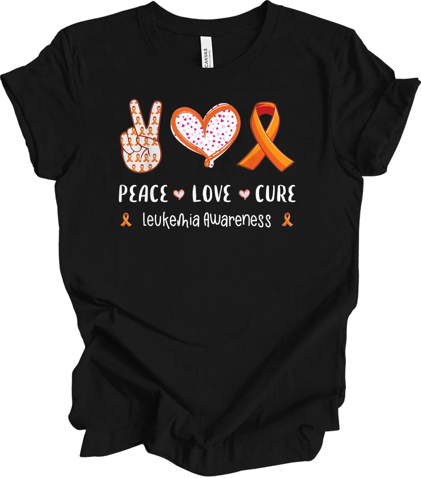 

Peace Love Cure Leukemia Awareness T shirt Unisex 2XL