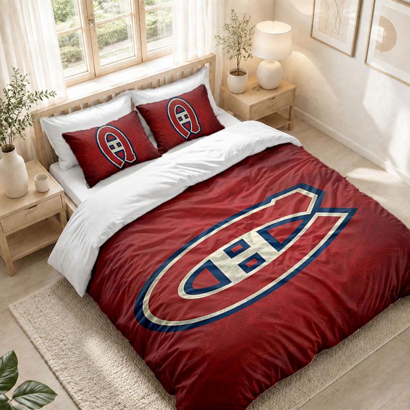 Bedding Set 1 Duvet Cover 2 Pillowcases Montreal Canadiens Print Bedroom Home Decoration