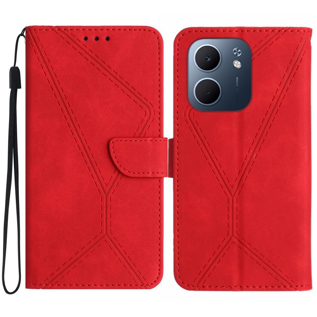 For Oppo A5x 5G/4G Case Skin Touch Lines Imprinted PU Leather Flip Phone Cover