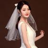 Bridal Layered Veil Headpieces with Bowknot/Floral Trim Wedding Veil Long Tulle Halloween Bridal Wedding Party Veil