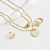 Fresh Wind Women's Ring Earrings Necklace Set Personality Zircon Round Clavicle Chain Versatile Jewelry