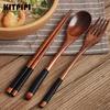 Lžíce Vidlička Hůlky Přenosné Příbory Dřevěná Sada Příborů Cestovní Ekologická Sada Příborů Dárky Nádobí pro Kuchyňské Sady Stolování