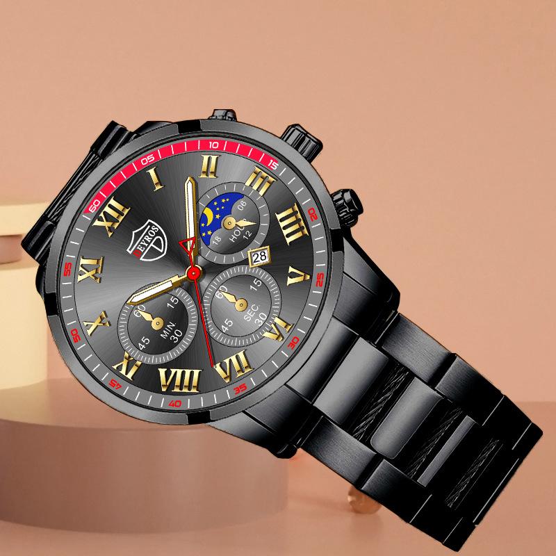 Classic Stainless Steel Watch Men's Calendar Quartz Watch Men's Personality Watch Casual Student Watch Business Watch