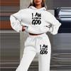 Direct supply, European and American trendy brand fleece sweater sweatpants set, new women's clothing, letter-printed hoodie women's suit