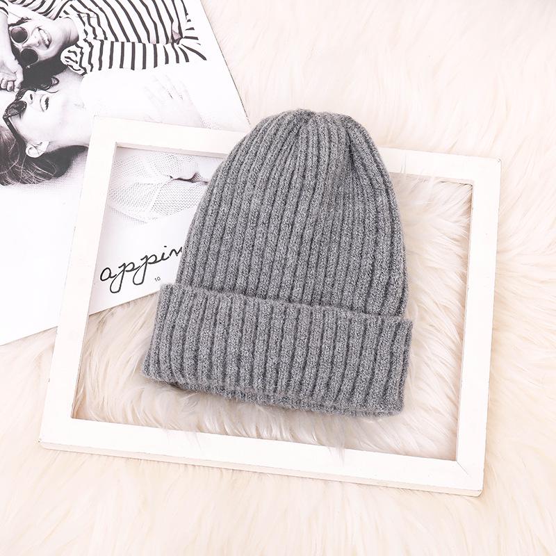 New Winter Mohair Pullover Hat Korean Style Curled Bell Shaped Knitted Hat for Women Candy Colored Warm Woolen Hat