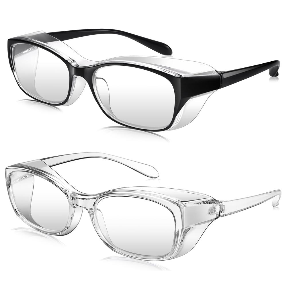 

PPE 2 Pack Safety Glasses for Men and Women, Lab Goggles, UV Protection ANSI Z87 Anti-fog Eyewear Clear Wraparound