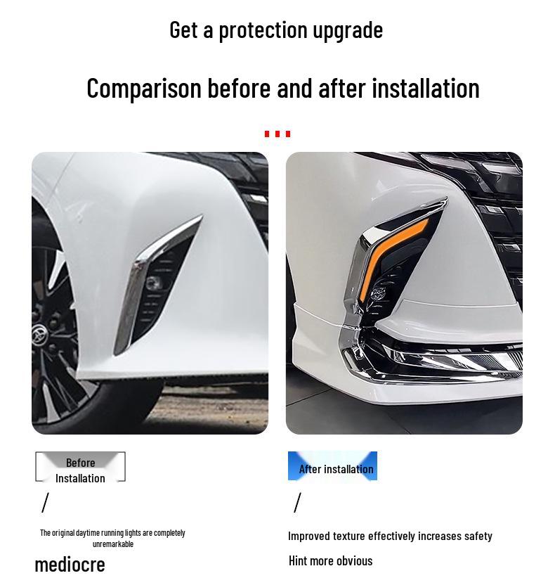 Alphard 40 Series Daytime Running Lights: Fits 24 Models, Three-Color Front Bumper Lights for Car Decoration.