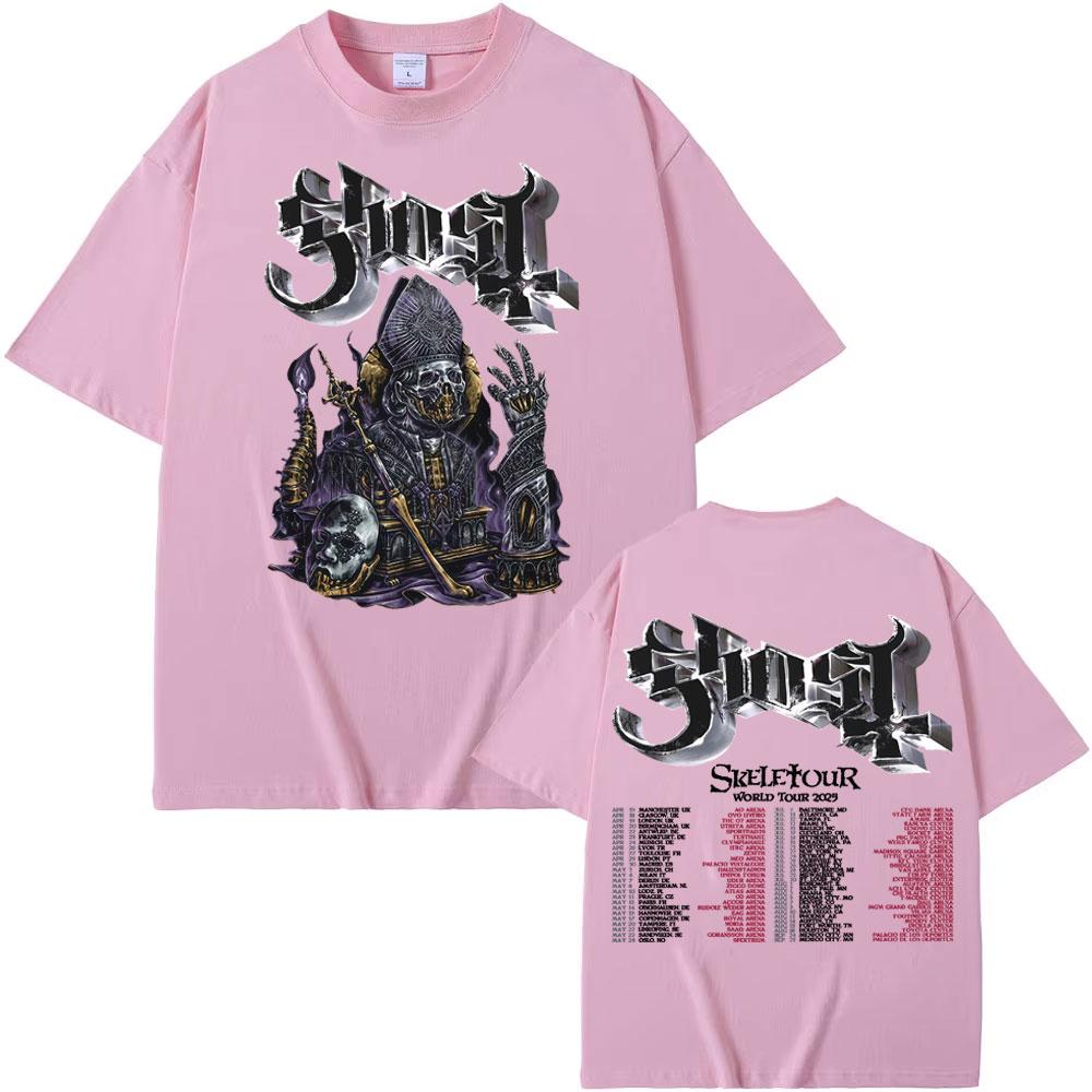 Kapela Ghost Skeletour World Tour 2025 Grafické tričko Pánské Vintage Hip Hop Trendy Cool Trička Ležérní Volné Oversized Tričko