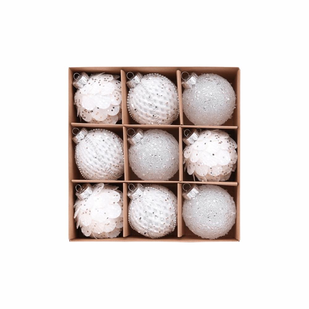 9PCS 8cm Christmas Ball Ornaments Foam Holiday Ball Ornaments New Christmas Ornament Set Home Decor