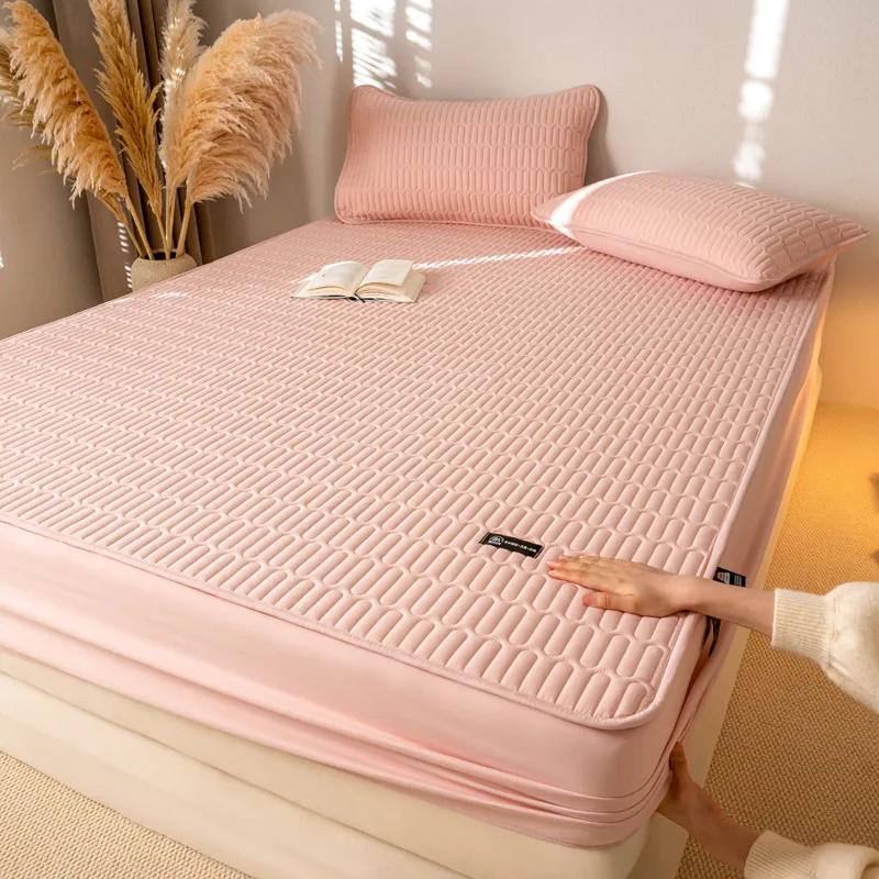 

Водонепроницаемый наматрасник из хлопка и соевого волокна, простыня на резинке, протектор для матраса, односпальный/двуспальный/кинг-сайз 150/160/200 90x200cm