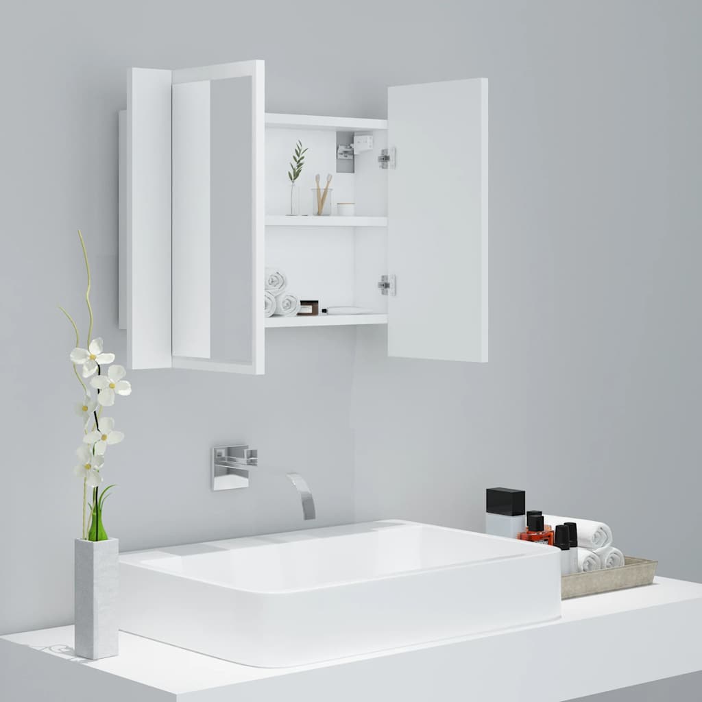 LED Bathroom Mirror Cabinet White 60 X 12 X 45 Cm Acrylic