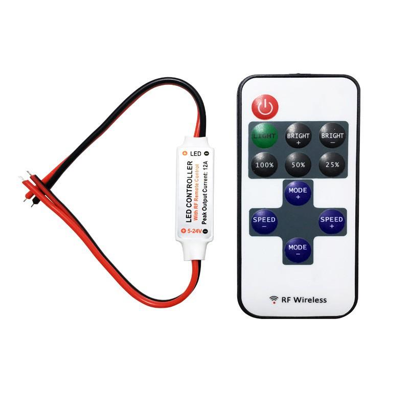 

RF11 Wireless RF LED Dimmer: 5-24V Copper Wire Light Strip Controller & Remote.