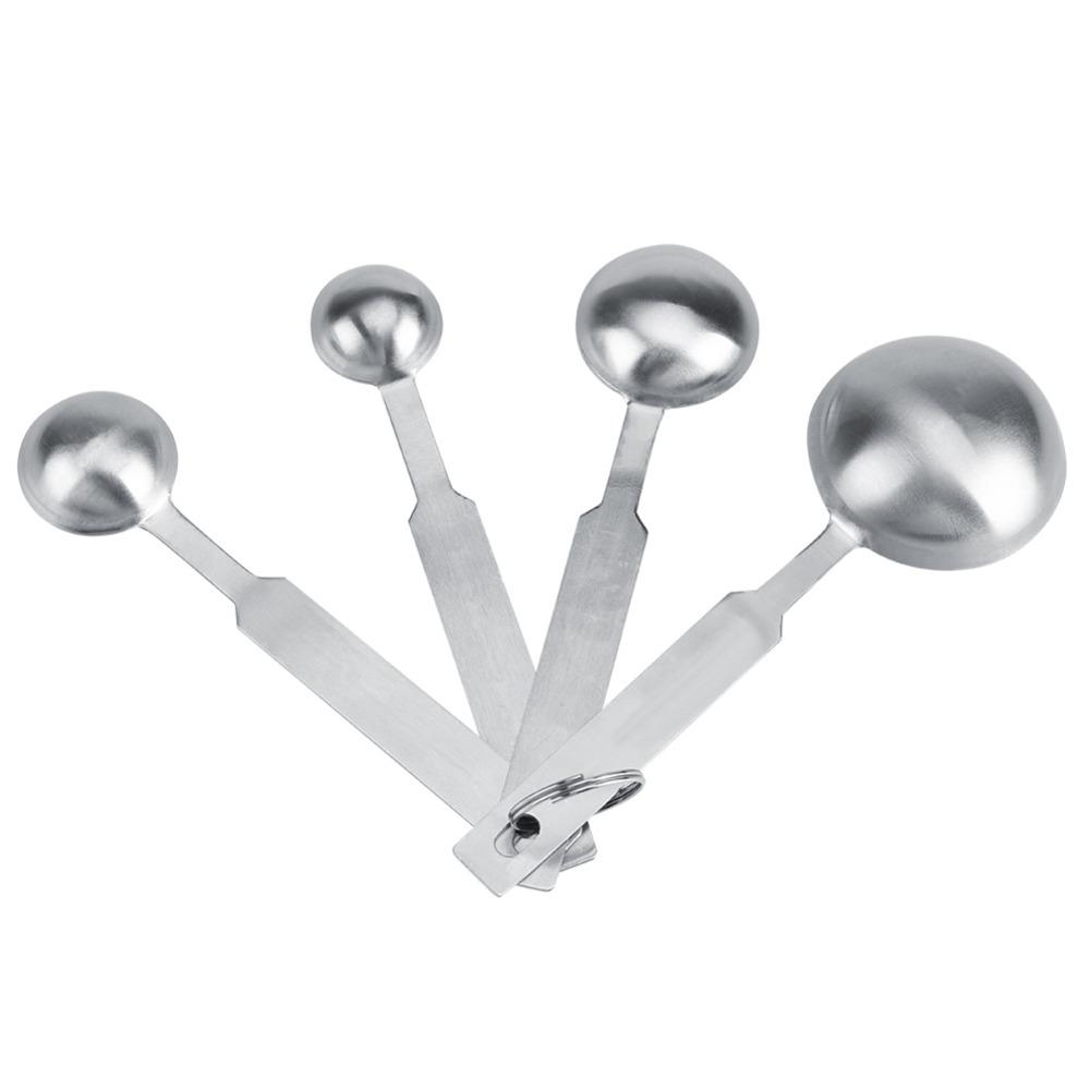 4Pcs Measurement Scale Metal Spoons Rustless Steel Kitchen Spoons Coffee Spoons Cooking Use