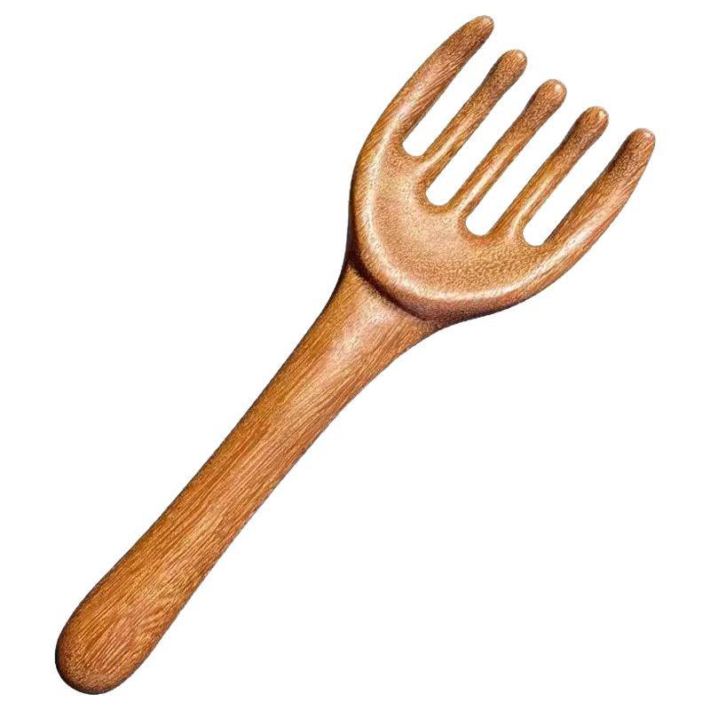 Golden Sandalwood Five-Claw Head Massage Comb and Guasha Scraper