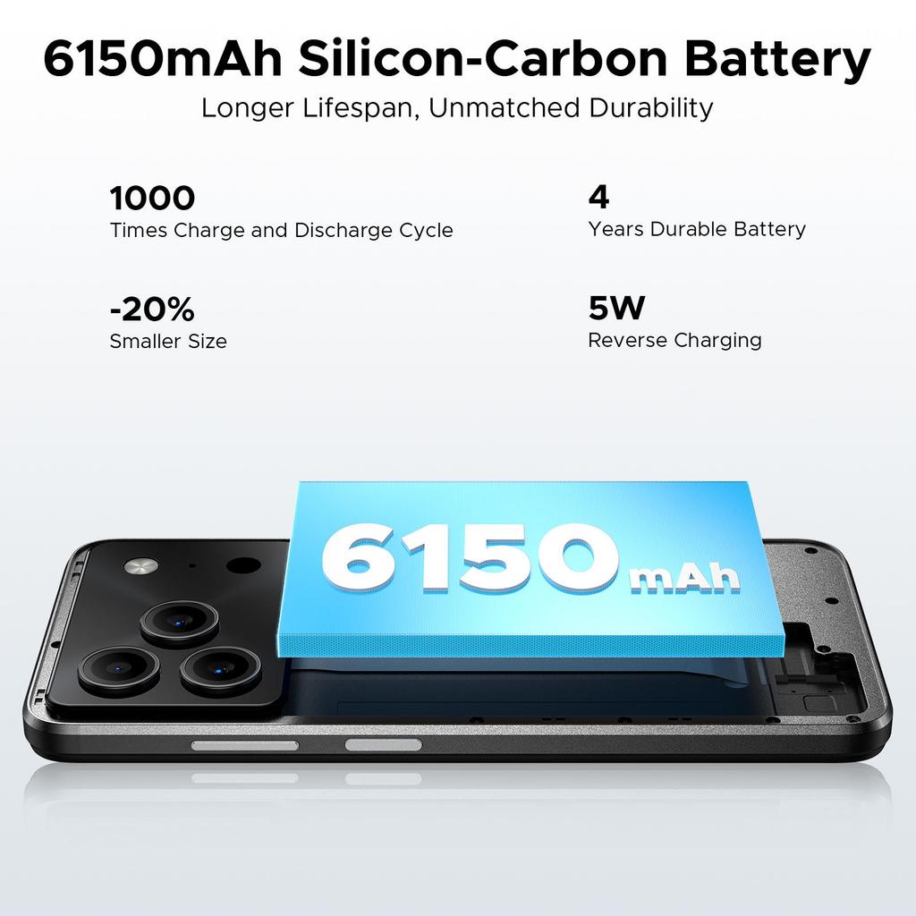 Doogee Note 56 Mobile Phones, Android 16 Smartphone, 6150mAh, 8.45mm Ultra-Slim, 6.56" HD+ 90Hz, 24GB + 64GB/2TB, Face ID, GPS, OTG, FM