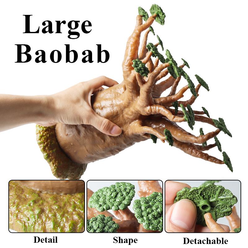 Oenux Simulation Household Decoration Stone Tree Stump Baobab Cacti Farm House Car Fence Accessory Animals Model Education Kids Toys