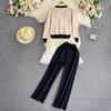 Toamnă Iarnă Femei Tricotat Pulover Pantaloni Set Ocazional Decolteu în V Jachetă tricotată cu un singur piept Pantaloni cu șnur Trening sport 2 piese