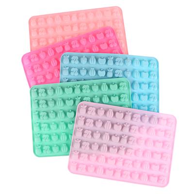 1Pc 66Cavities Cute Mini Fruit Silicone Mold Gummy Chocolate Ice Cube Tray Fruit Non-Stick Jelly Cake Baking Decorating Tool