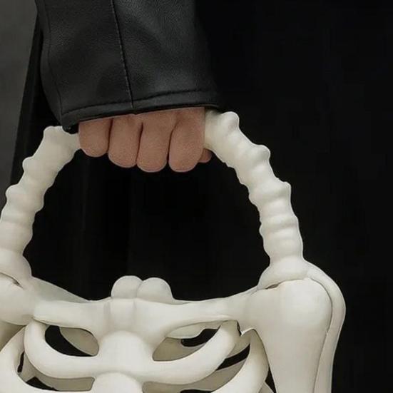 Gothic Skeleton Bag 3D Printed Ribcage Bone Handbag Anatomical Spooky Skeleton Purse for Halloween Dress-up Dark Aesthetic Accessory