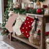 Christmas Stockings with Hanger Bowknot Plush Balls Decor Striped Print Candy Holder Festive Tree Decoration