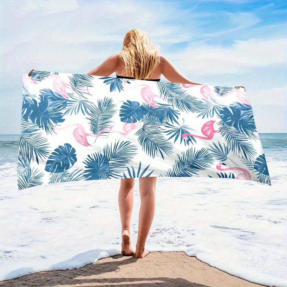 Strandtuch mit Blumen- und Flamingomuster Sonnenschutz und winddicht Geeignet für Strand, Pool, Camping, Reisen Stranddecke