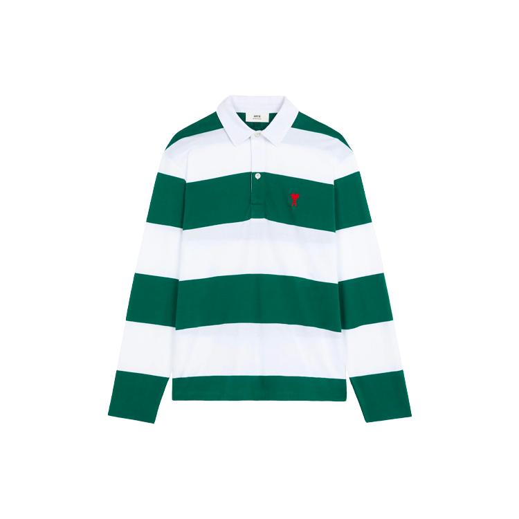 AMIPARIS Polo Shirts Men's White Green Multicolor Polo Collar Moderate Straight Fit A21HJ21175-301