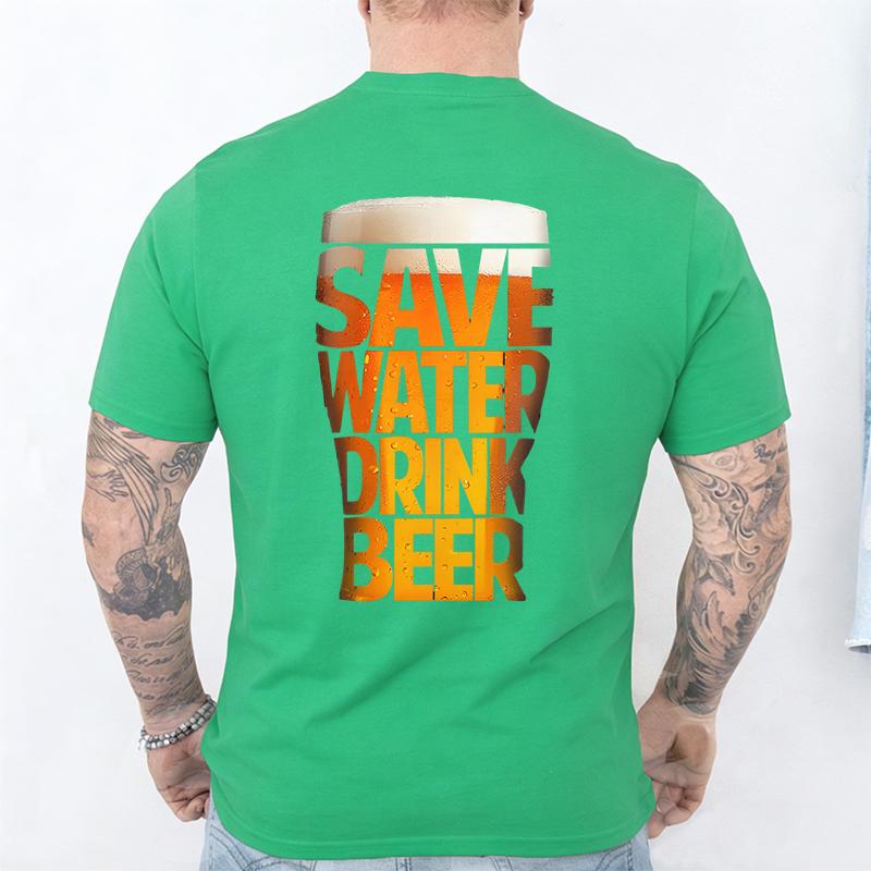 Men's T-Shirt Funny Letter Wine Glass Beer Graphic Print Men's and Women's Tees Top Summer Street Short Sleeve Casual Outdoor Men's Clothing