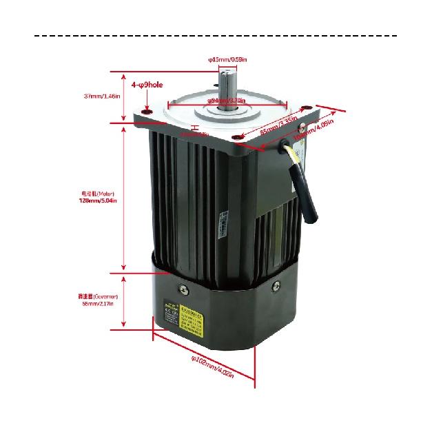 250W Mikro-Wechselstrommotor 110V 220V Einphasen-Asynchronmotor Getriebemotor 15mm Motorwelle 5-1400 U/min 50/60 Hz Für Verpackungsmaschine