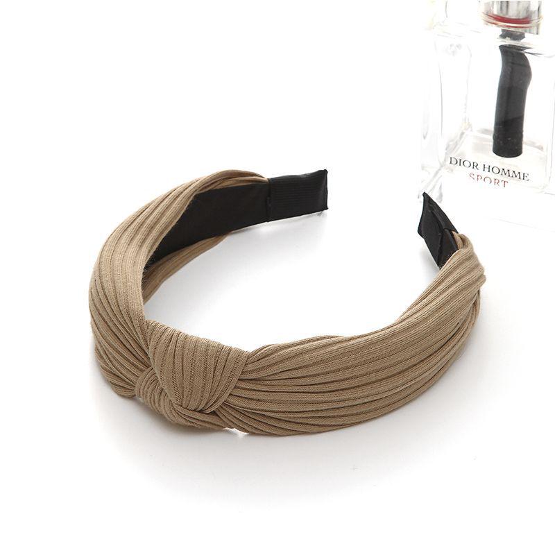 Pure Color Fabric Hair Decoration Ladies Simple Manual Production Knot Wide Edge Hair Hoop Head Hoop