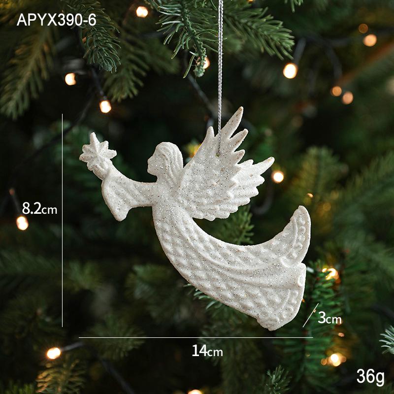 White Irregular Pendant with Gold Glitter Angel Wings, Single Pack Christmas Tree Ornament.