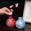 Small Ceramic Vase for  Handmade Elegant Vintage Chinese Painting  Enamel Glazed Porcelain Decorative Vases for Office Home