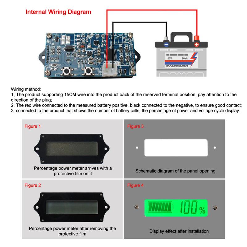 12V 24V 36V 48V 60V 72V Battery Indicator Voltmeter Lithium&Acid Battery Voltage Tester Remaining Battery Display
