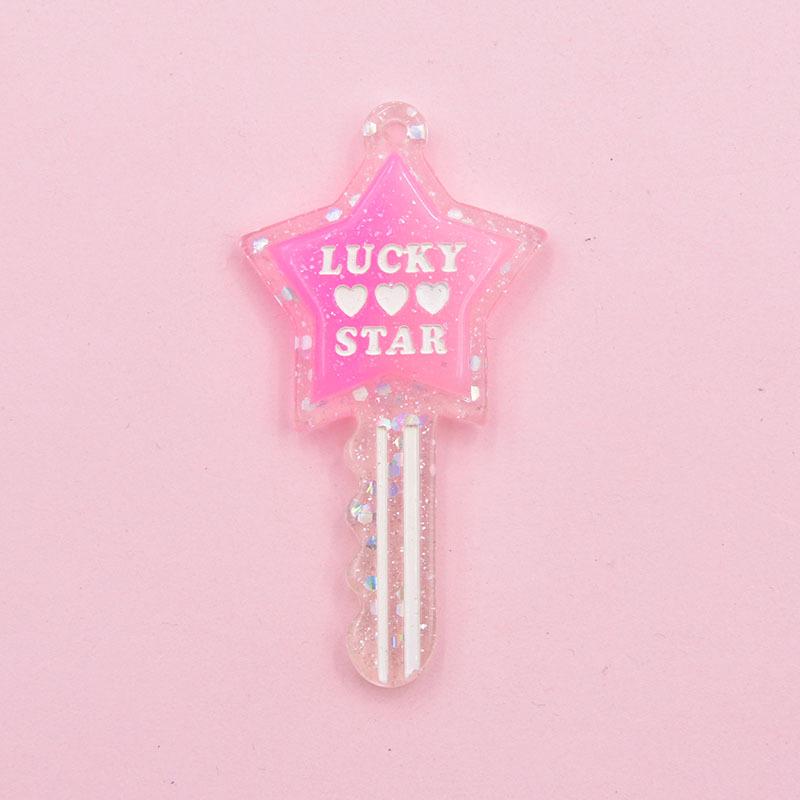Glittering Stars & Hearts Resin Keychain Charm Pendant