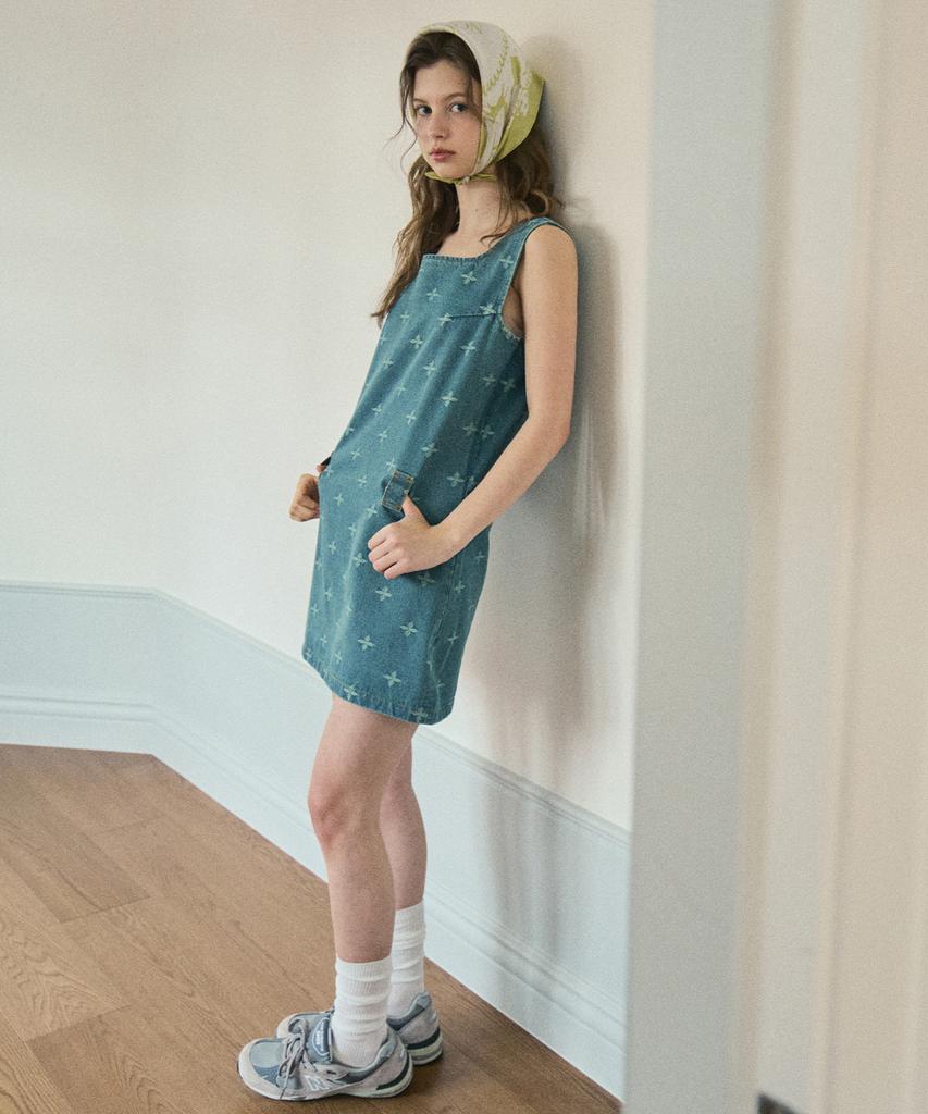 Aueonoseuteljia Vintage Flower Denim Dress_Vintage Denim(Oc25-Ops01)
