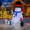 6.8FT Xmas Holiday Inflatable Yard Decor LED Snowman Penguins Christmas Outdoor Home Decor Ornament Festive Toy Gift Supplies