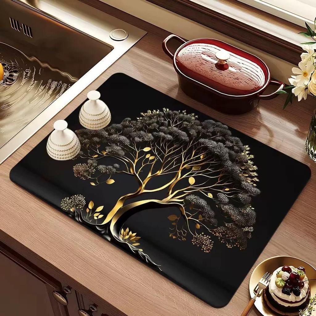 3D Diatom Kitchen Draining Mat - Quick Dry, Non-Slip, Waterproof, Heat-Resistant Countertop Mat